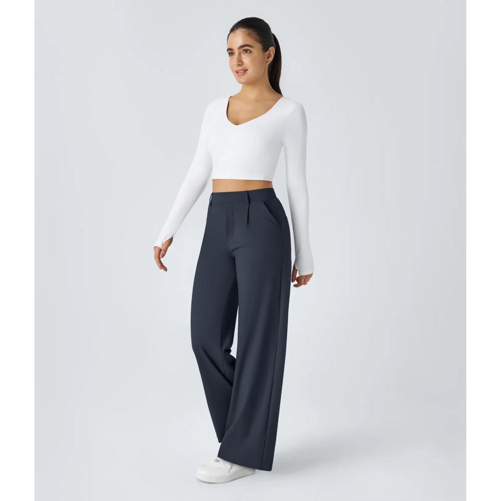 Halara Flex™ NWT S ULTRATALL DayStretch High Waist Straight Leg Work Pants Blue‎